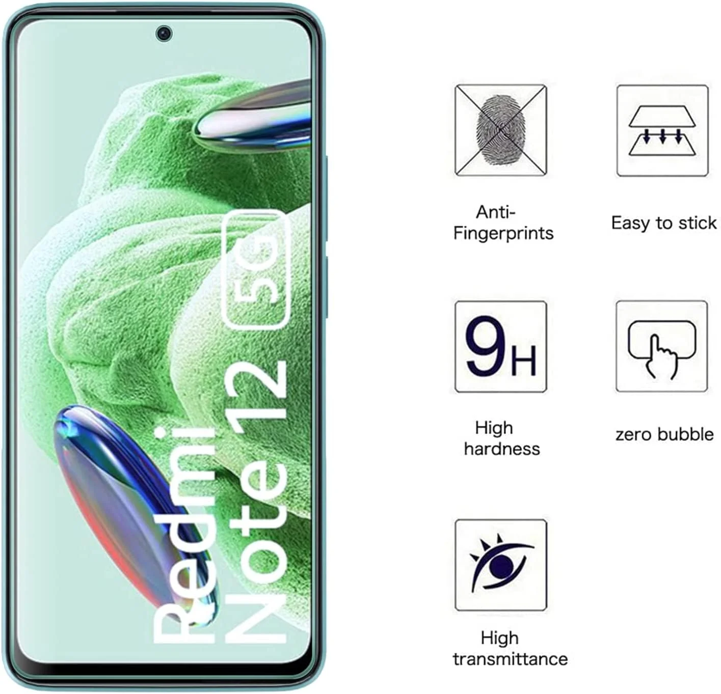 محافظ صفحه نمایش شیشه ای تمپرد ضد خش 9H HD فیلم محافظ گوشی Muzz Xiaomi Redmi Note 12 برای Redmi Note 12 5G شفاف