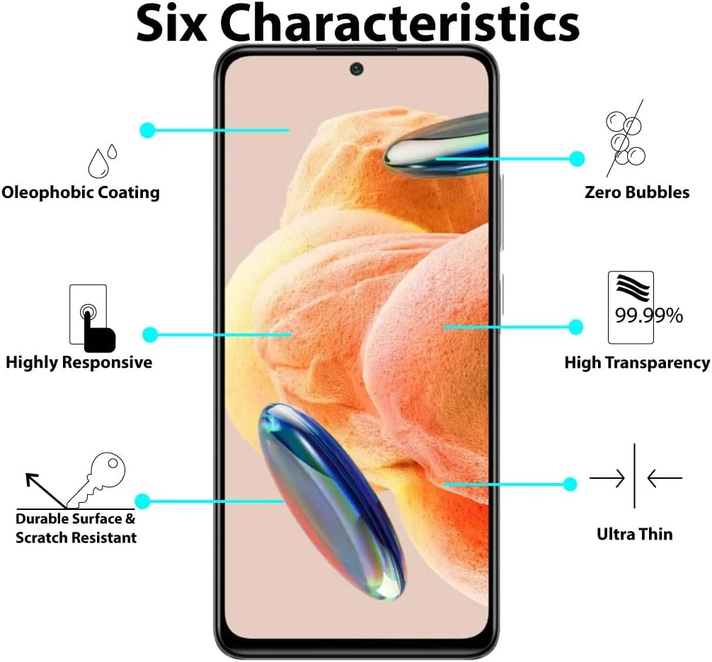محافظ صفحه نمایش الحتروشی سازگار با گوشی های شیائومی Redmi Note 12 / Redmi Note 12 Pro / Redmi Note 12 Pro+ 5G، شیشه حرارت دیده [پوشش کامل HD] [نصب آسان]