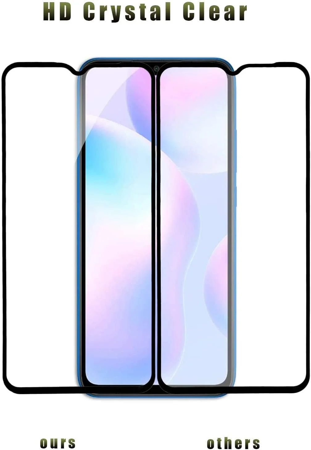 محافظ صفحه نمایش شیشه ای تمپرد Al-HuTrusHi برای شیائومی Redmi 9A [پوشش کامل HD] [نصب آسان] [لبه گرد] [مقاوم در برابر خراش] [سختی 9H] [بدون حباب] فیلم محافظ صفحه