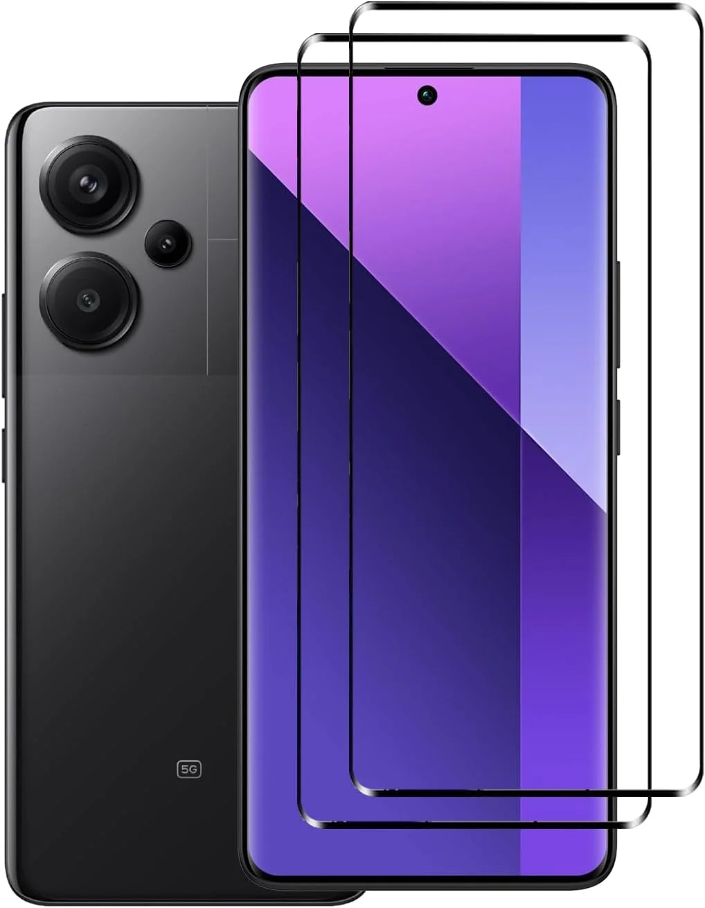 WRTBS [بسته 2 عددی] محافظ صفحه نمایش شیشه ای حرارت دیده برای گوشی شیائومی Redmi Note 13 Pro Plus 5G، سختی 9H، وضوح بالا، پوشش کامل، ضد خش، بدون حباب، ضد اثر انگشت