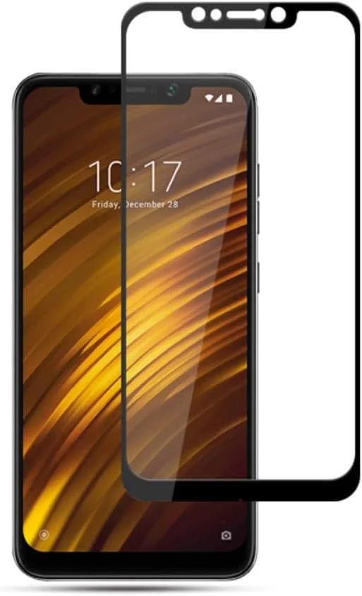 محافظ صفحه نمایش شیشه ای حرارت دیده شیائومی پوکوفون F1 / پوکو F1 با لبه های منحنی و پوشش کامل - مشکی