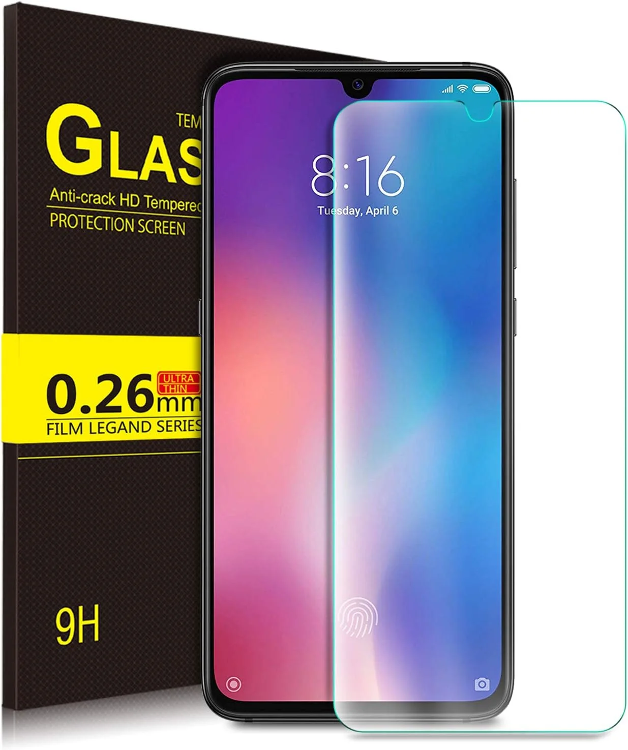 محافظ صفحه نمایش شیشه ای KuGi برای شیائومی Mi A3/ CC9، فیلم شیشه ای حرارت دیده 9H HD برای گوشی هوشمند شیائومی Mi A3