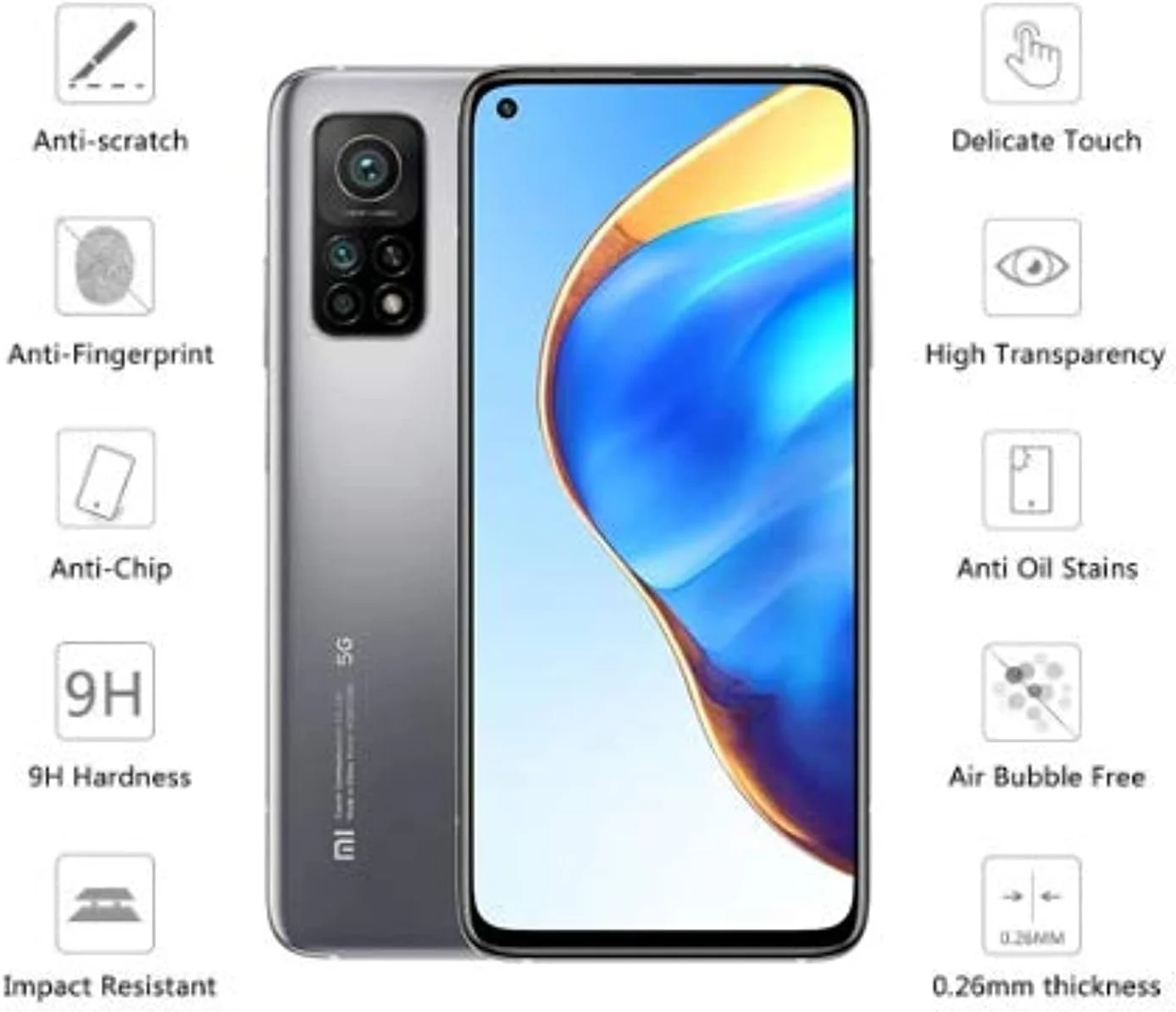 محافظ صفحه نمایش گوشی شیائومی Mi 10T 5G / Mi 10T Pro 5G از الحتروشی. [پوشش کامل] [سختی 9H] محافظ صفحه شیشه ای حرارت دیده شفاف HD مقاوم در برابر خراش، (مشکی)