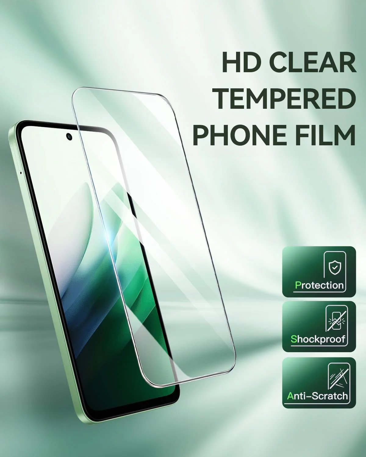 محافظ صفحه نمایش شیشه ای حرارت دیده [بسته 3 عددی] T Tersely برای شیائومی Redmi 15، سازگار با قاب، فوق العاده شفاف، ضد خرد شدن، فیلم ضد خش برای محافظت بیشتر