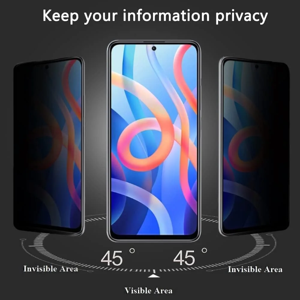محافظ صفحه نمایش حریم خصوصی Muzz Redmi Note 11 Pro برای Xiaomi Redmi Note 11 Pro، سختی 9H [ضد خش] [ضد اثر انگشت] فیلم بدون حباب برای Redmi Note 11 Pro