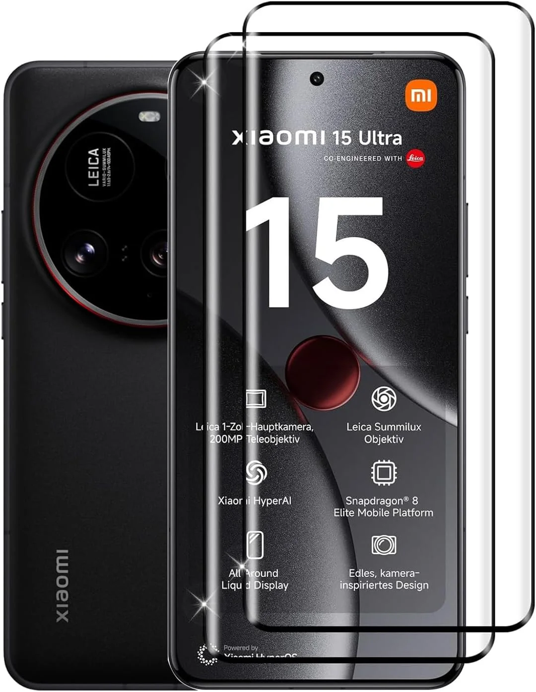 [بسته 2 عددی] محافظ صفحه نمایش شیشه ای حرارت دیده WRTBS برای گوشی شیائومی 15 اولترا 5G، سختی 9H، وضوح بالا، پوشش کامل، ضد خش، ضد اثر انگشت، بدون حباب