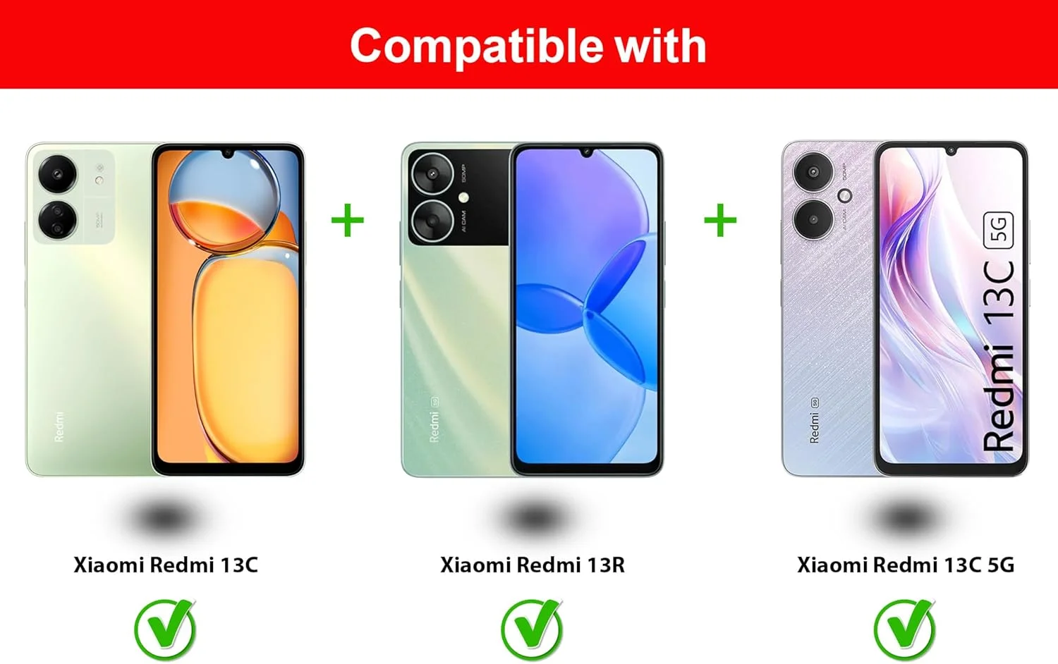 محافظ صفحه نمایش Al-HuTrusHi سازگار با Xiaomi Redmi 13C / Redmi 13R، شیشه حرارت دیده [ضد تابش نور] [پوشش کامل HD] [نصب آسان] [سختی 9H] [حساس به لمس]