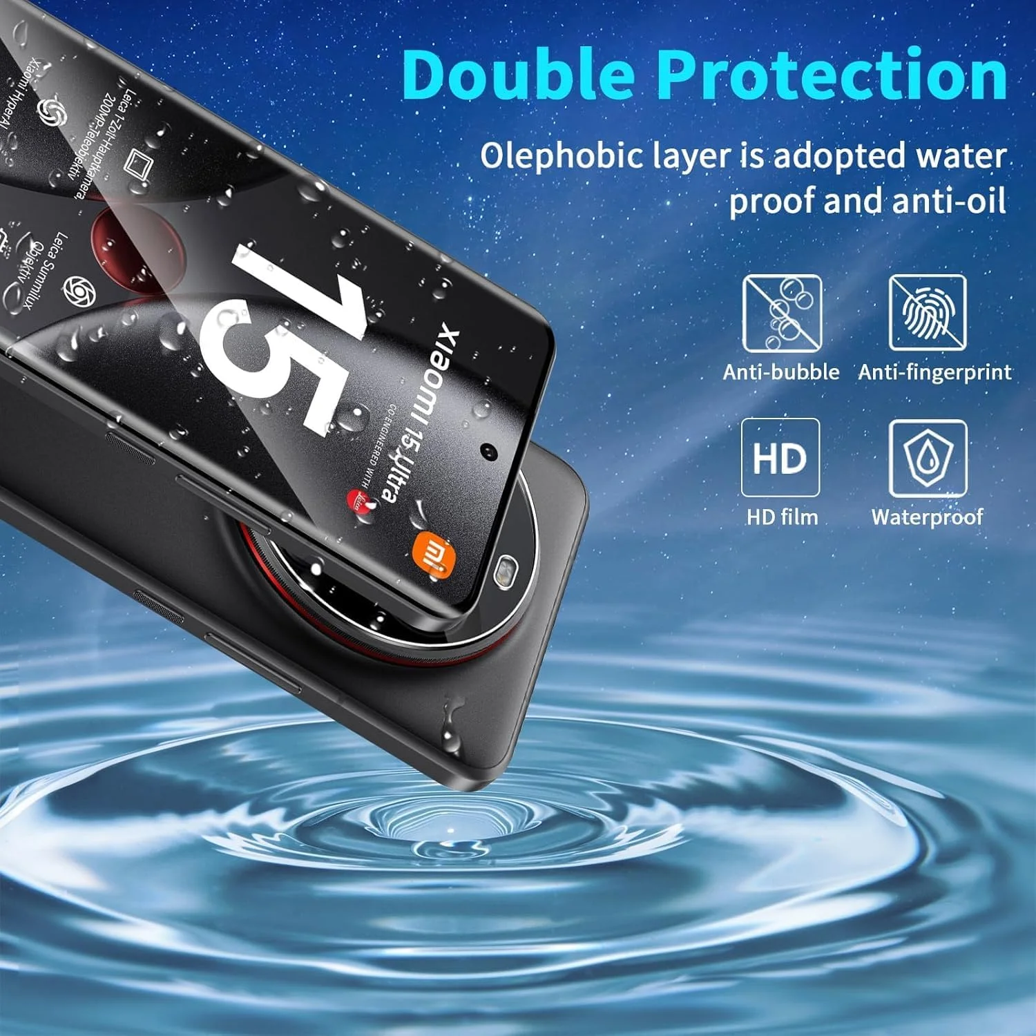 [بسته 2 عددی] محافظ صفحه نمایش شیشه ای حرارت دیده WRTBS برای گوشی شیائومی 15 اولترا 5G، سختی 9H، وضوح بالا، پوشش کامل، ضد خش، ضد اثر انگشت، بدون حباب