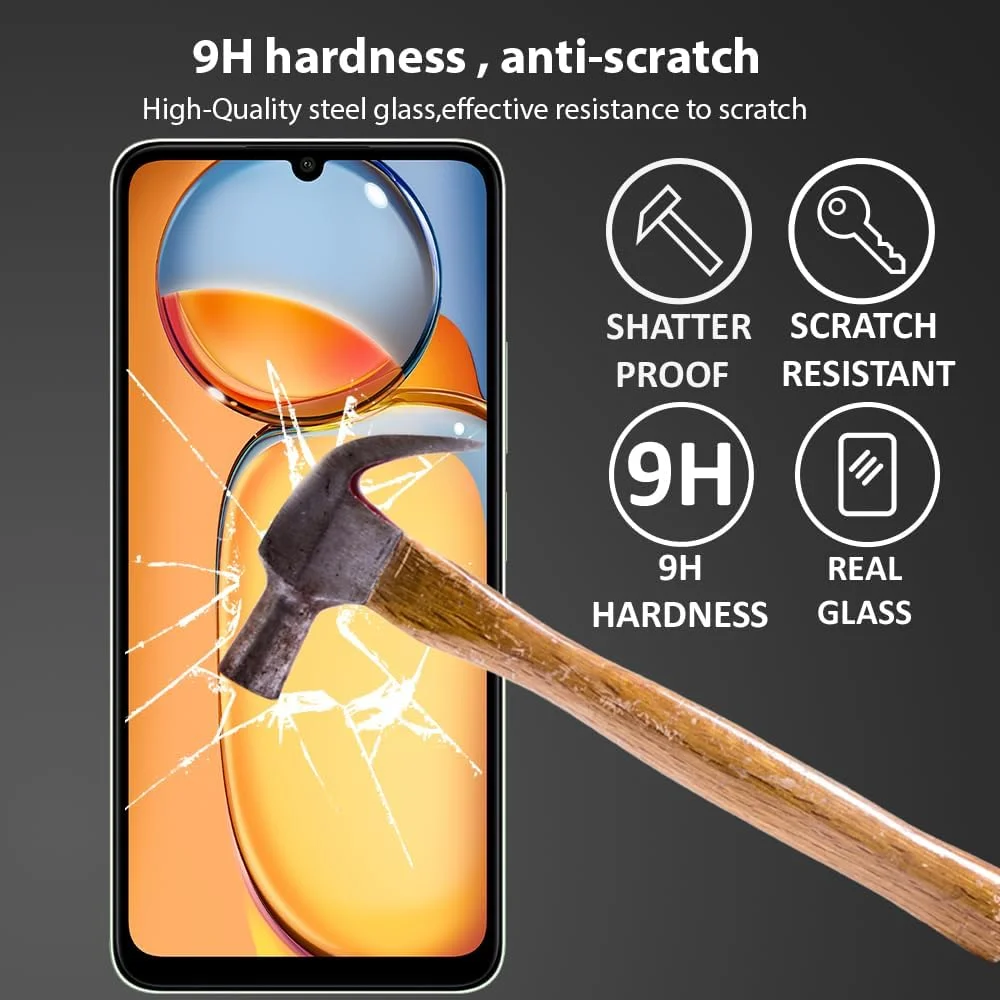 محافظ صفحه نمایش Al-HuTrusHi سازگار با Xiaomi Redmi 13C / Redmi 13R، شیشه حرارت دیده [ضد تابش نور] [پوشش کامل HD] [نصب آسان] [سختی 9H] [حساس به لمس]