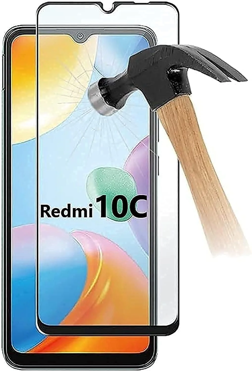 For Xiaomi Redmi 10C Screen Protector, Tempered Glass [Full Adhesive][Full Coverage][Bubble-Free HD Clear High Responsive for Redmi 10C / Poco C40 / Redmi 10 Power Black