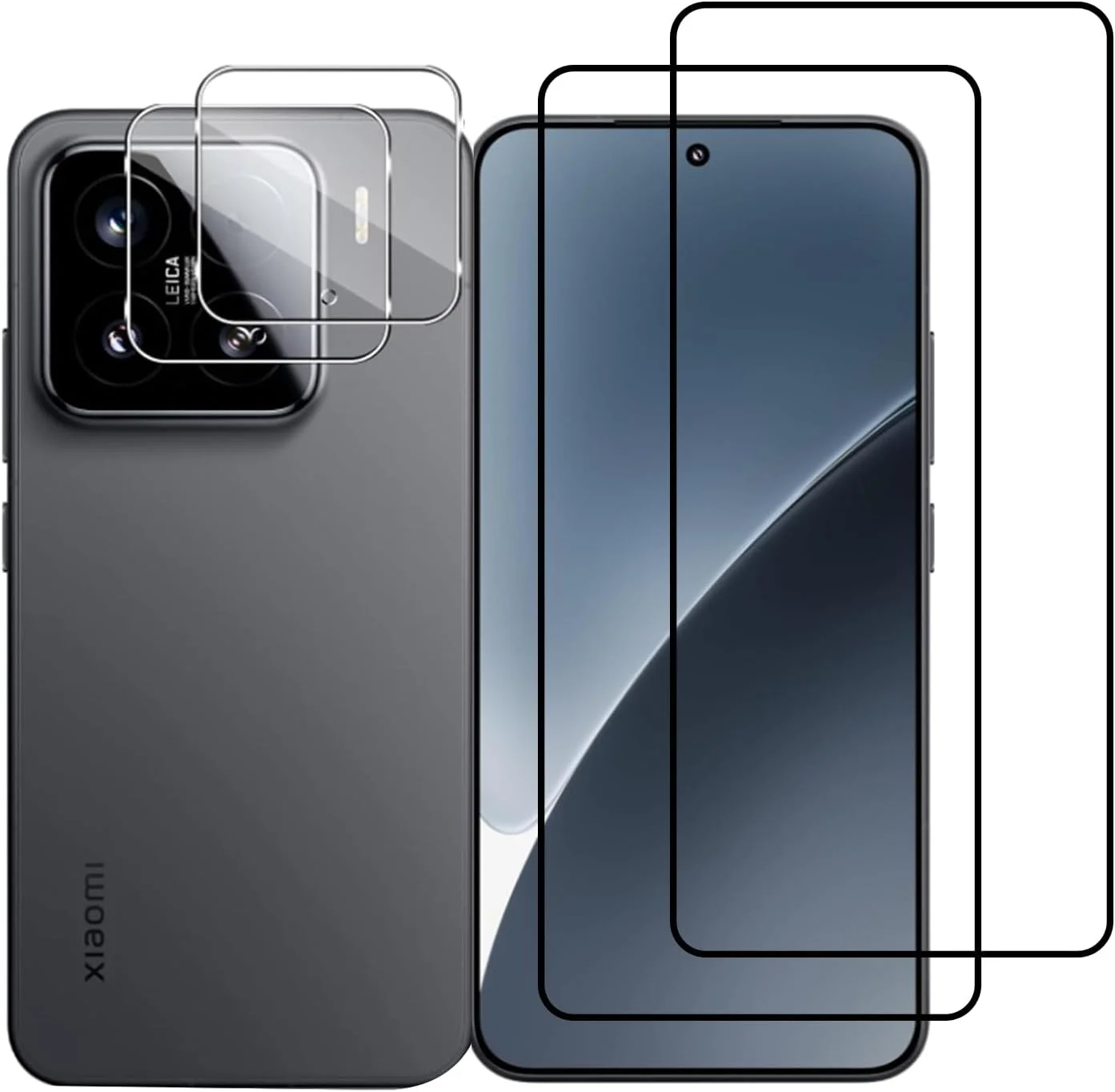 محافظ صفحه نمایش شیشه ای حرارت دیده Moninsta سازگار با Xiaomi 15 5G به همراه محافظ لنز، سختی 9H ضد خش، نصب آسان [6.36 اینچ]