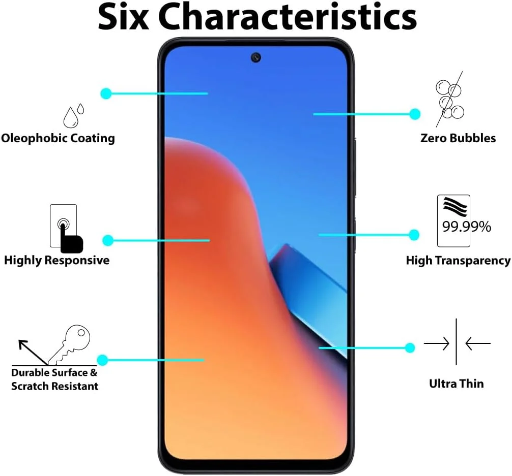 Al-HuTrusHi Screen protector compatible with Xiaomi Redmi 12 5G / Poco M6 Pro / Redmi 12 / Redmi Note 12R Tempered Glass [Anti-Glare][HD Full Coverage][Easy Installation][9H Hardness][Touch Sensitive]