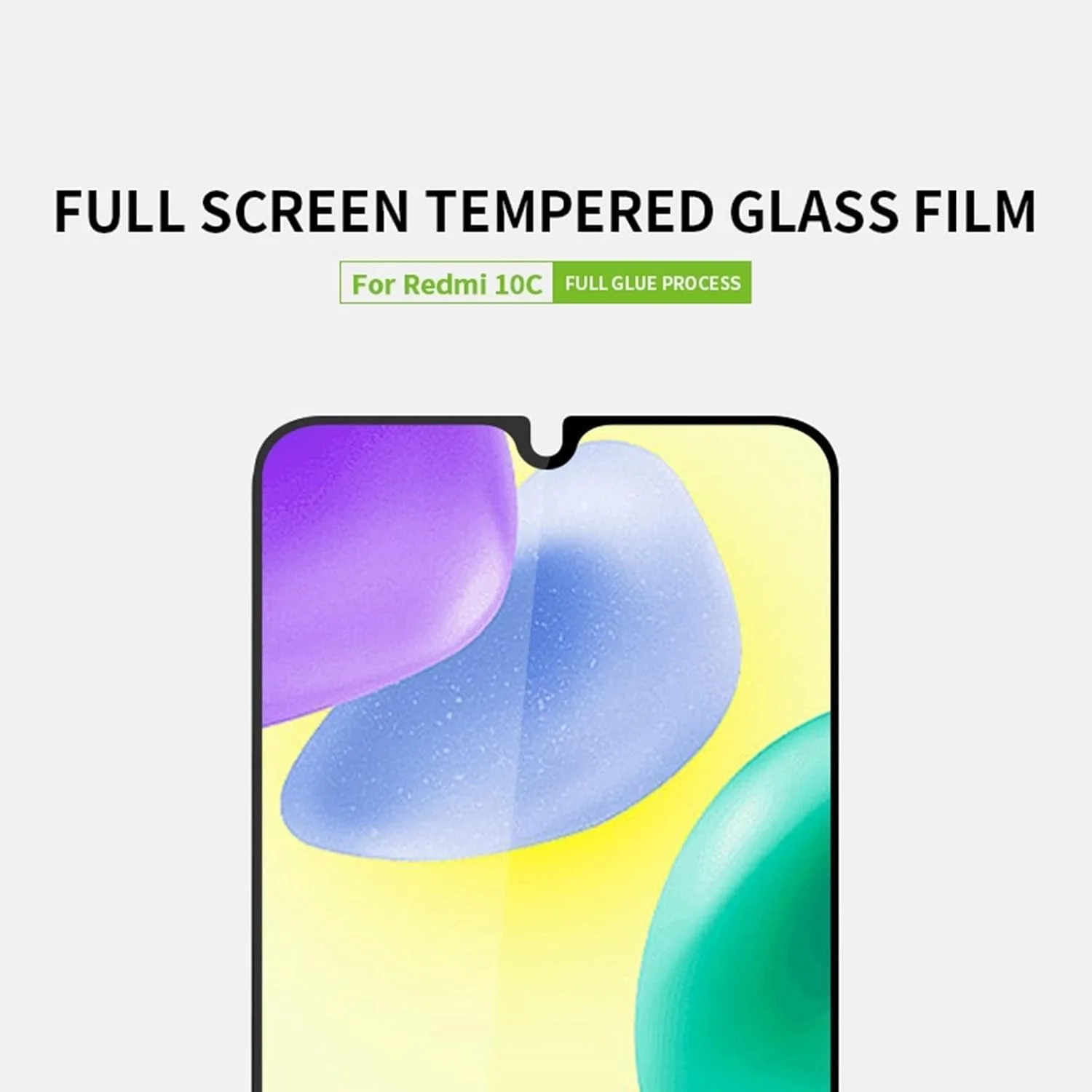For Xiaomi Redmi 10C Screen Protector, Tempered Glass [Full Adhesive][Full Coverage][Bubble-Free HD Clear High Responsive for Redmi 10C / Poco C40 / Redmi 10 Power Black
