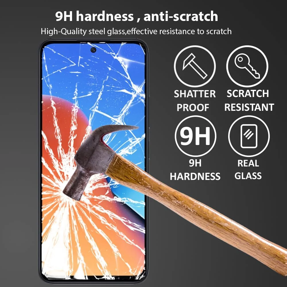 Al-HuTrusHi Screen protector compatible with Xiaomi Redmi 12 5G / Poco M6 Pro / Redmi 12 / Redmi Note 12R Tempered Glass [Anti-Glare][HD Full Coverage][Easy Installation][9H Hardness][Touch Sensitive]