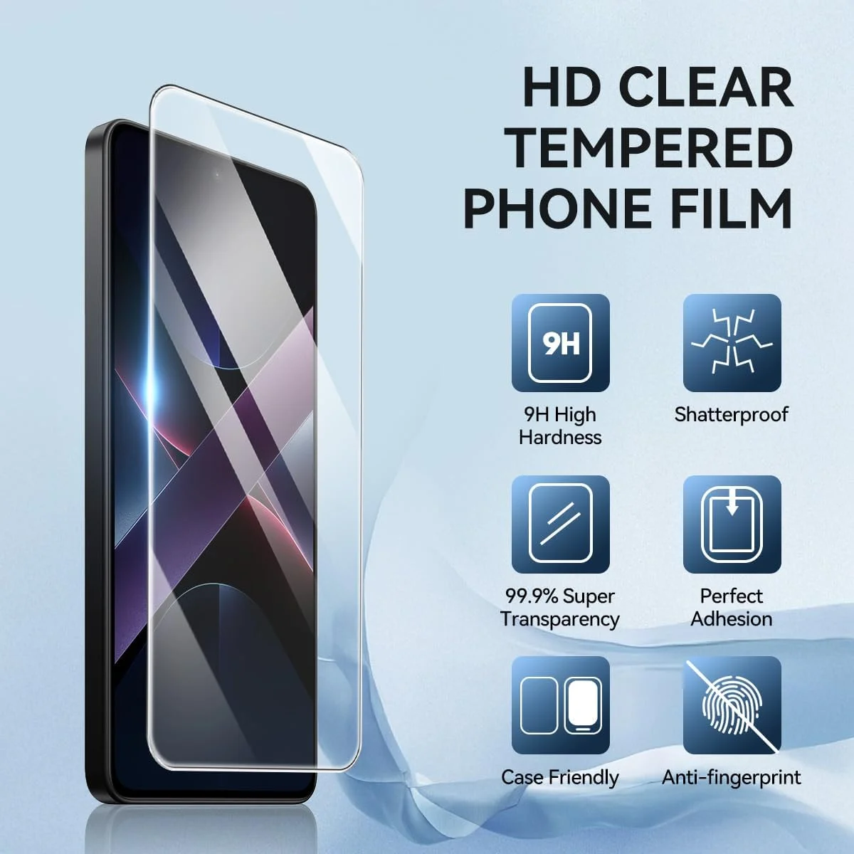 محافظ صفحه نمایش شیشه ای حرارت دیده [بسته 3 عددی] T Tersely برای گوشی شیائومی Poco X7 Pro، سازگار با قاب، فوق العاده شفاف، ضد خرد شدن، فیلم ضد خش برای محافظت بیشتر