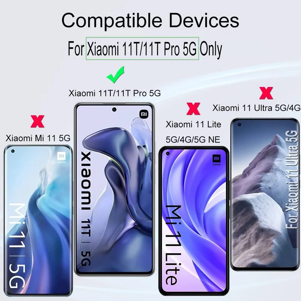 محافظ صفحه نمایش شیشه ای [بسته 2 عددی] Ibywind مناسب برای گوشی شیائومی 11T 5G / شیائومی 11T Pro 5G (6.67 اینچ) به همراه محافظ لنز دوربین و برچسب فیبر کربن پشت گوشی، شیشه حرارت دیده 9H، ضد خش، نصب آسان، شفافیت HD