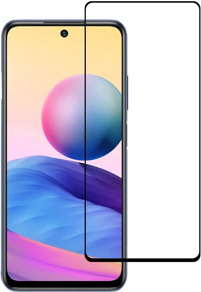 محافظ صفحه نمایش Al-HuTrusHi سازگار با گوشی شیائومی Redmi Note 10 5G، شیشه حرارت دیده [پوشش کامل HD] [نصب آسان] [مقاوم در برابر خراش] [سختی 9H] [بدون حباب] فیلم محافظ