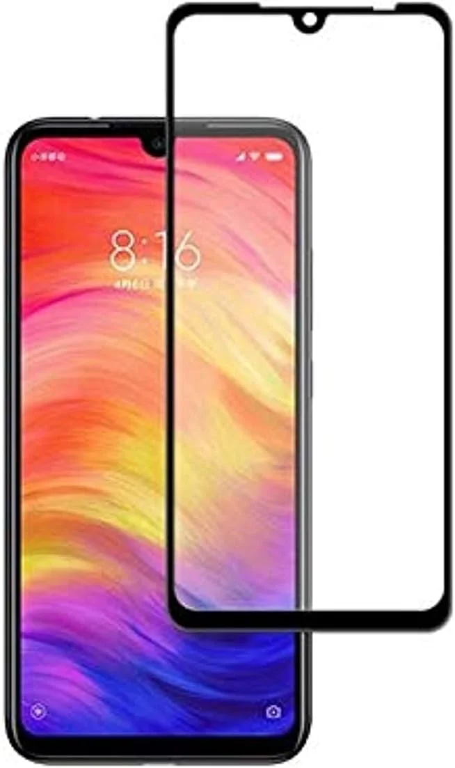 محافظ صفحه نمایش شیشه ای حرارت دیده 9D شیائومی Redmi Note 7 با پوشش کامل منحنی سه بعدی 6.3 اینچی و فریم مشکی