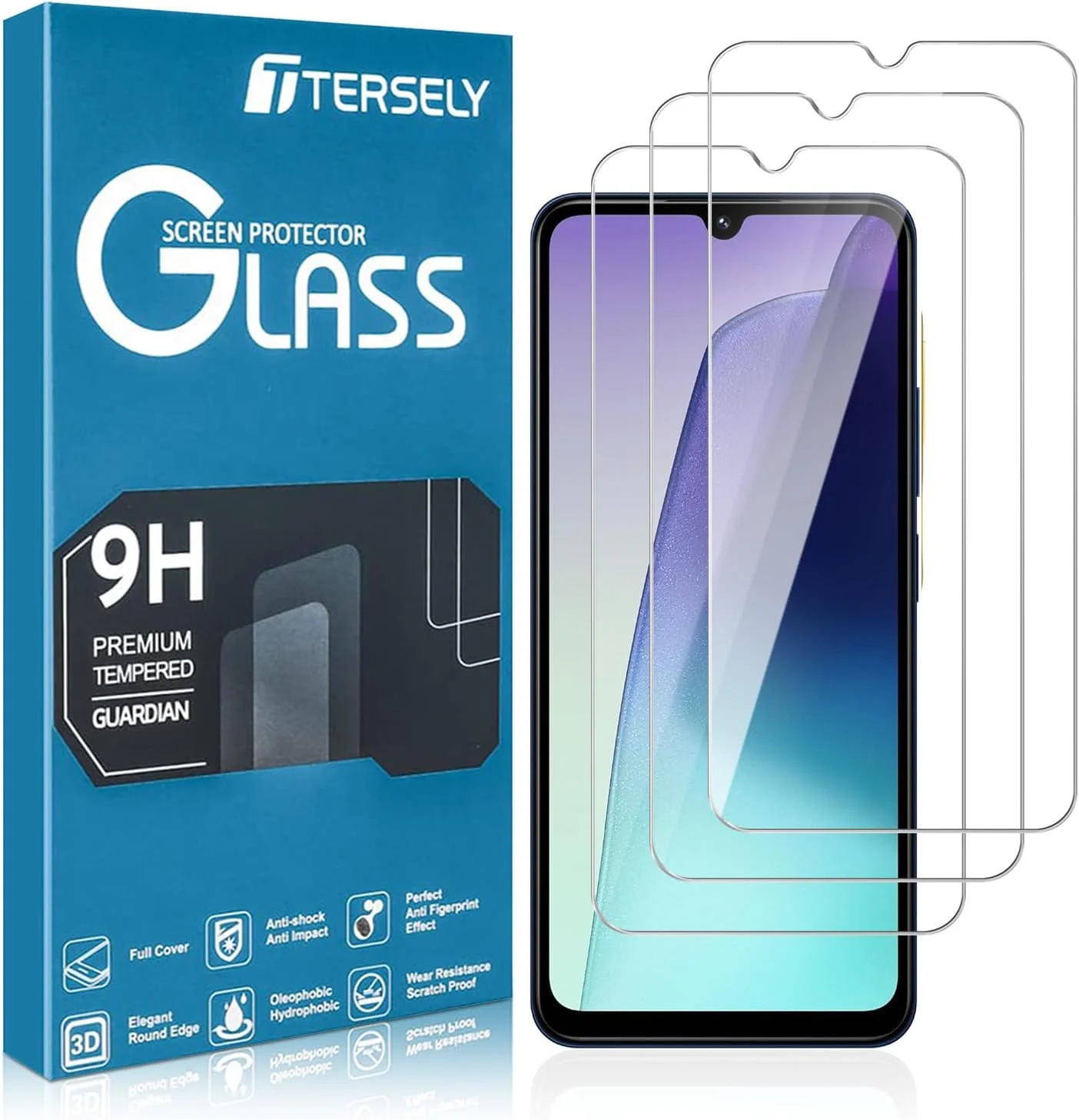 محافظ صفحه نمایش شیشه ای حرارت دیده [بسته 3 عددی] T Tersely برای شیائومی Redmi 14C، سازگار با قاب، فوق العاده شفاف، مقاوم در برابر شکستگی، فیلم ضد خش برای محافظت بیشتر
