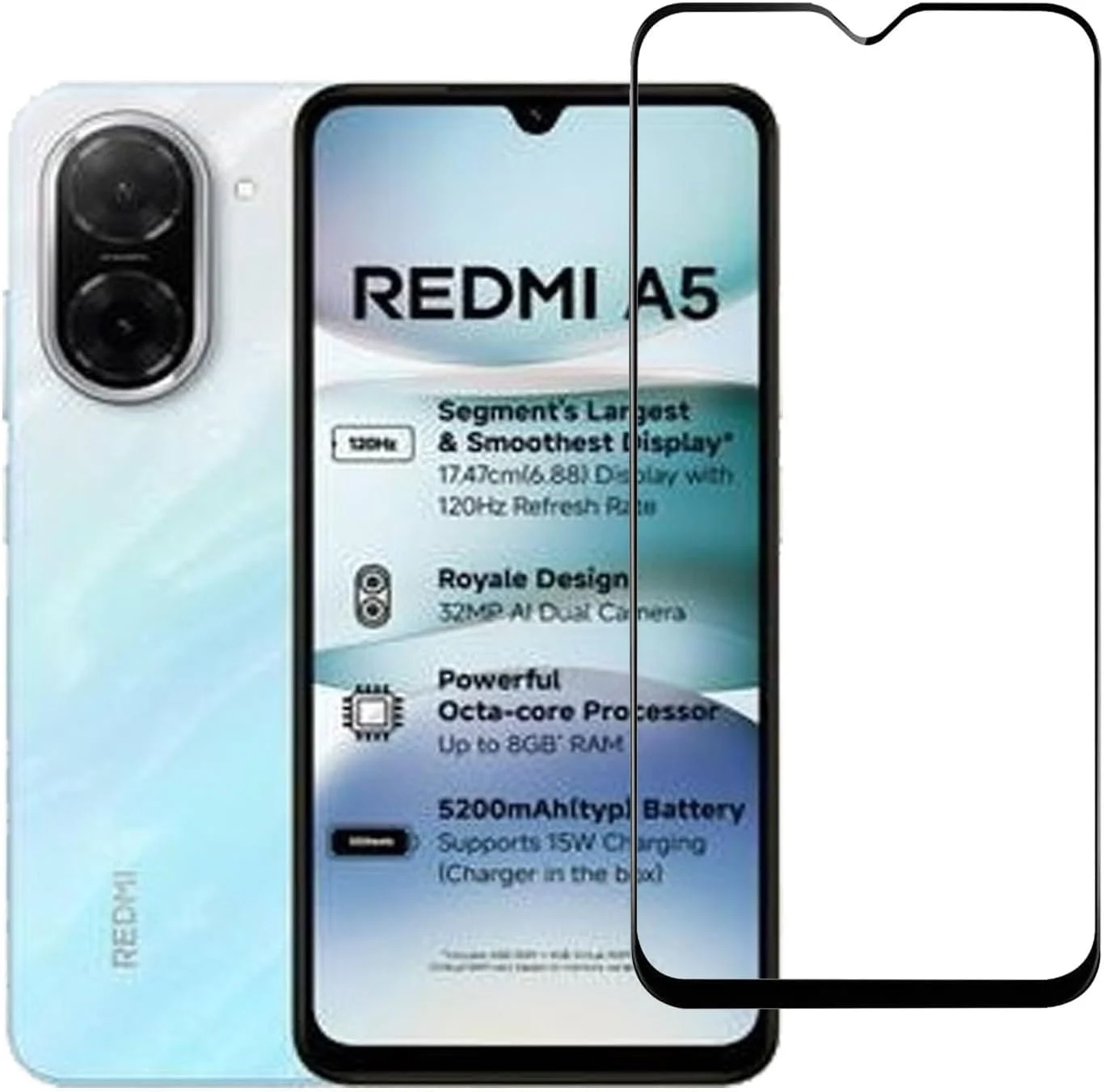 محافظ صفحه نمایش شیشه ای سازگار با شیائومی Redmi A5، ضد ضربه، ضد خش، وضوح HD محافظ صفحه نمایش شیشه ای سازگار با شیائومی Redmi A5، ضد ضربه، ضد خش، وضوح HD