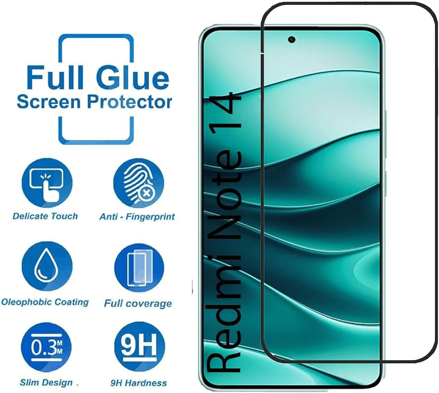 محافظ صفحه نمایش شیشه ای برای گوشی شیائومی ردمی نوت 14 / نوت 13 4G / نوت 11E Pro / نوت 11 Pro، شیشه حرارت دیده با چسب کامل و پوشش لبه به لبه، نصب آسان توسط Emodil ®