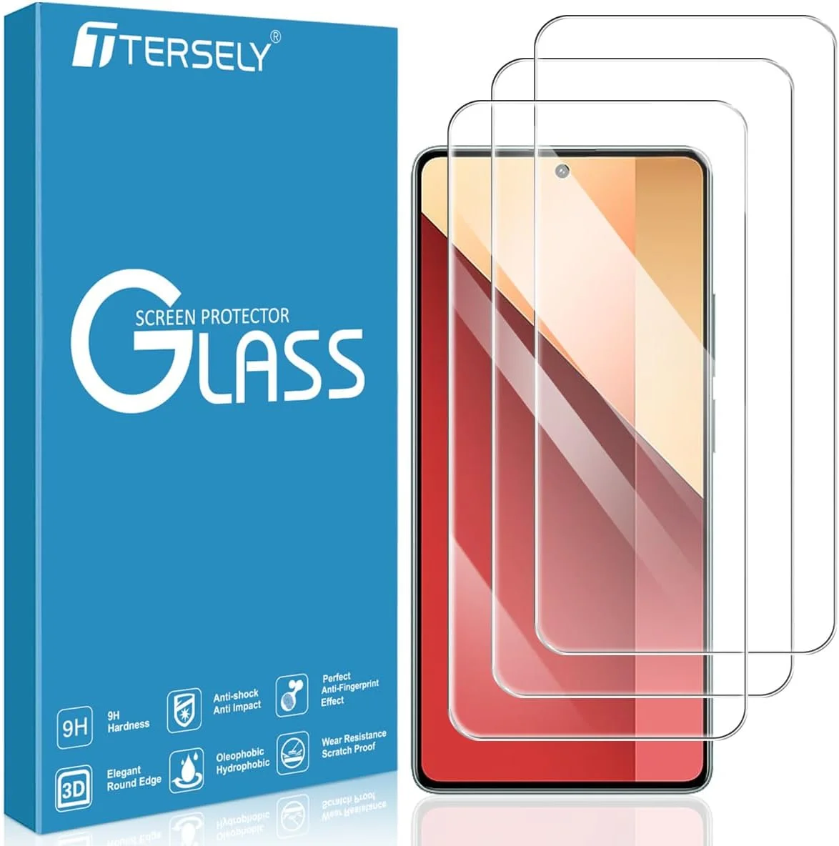 محافظ صفحه نمایش شیشه ای حرارت دیده [بسته 3 عددی] T Tersely برای گوشی شیائومی ردمی نوت 13 / ردمی نوت 13 پرو، سازگار با قاب، فوق العاده شفاف، مقاوم در برابر شکستگی، فیلم ضد خش برای محافظت بیشتر
