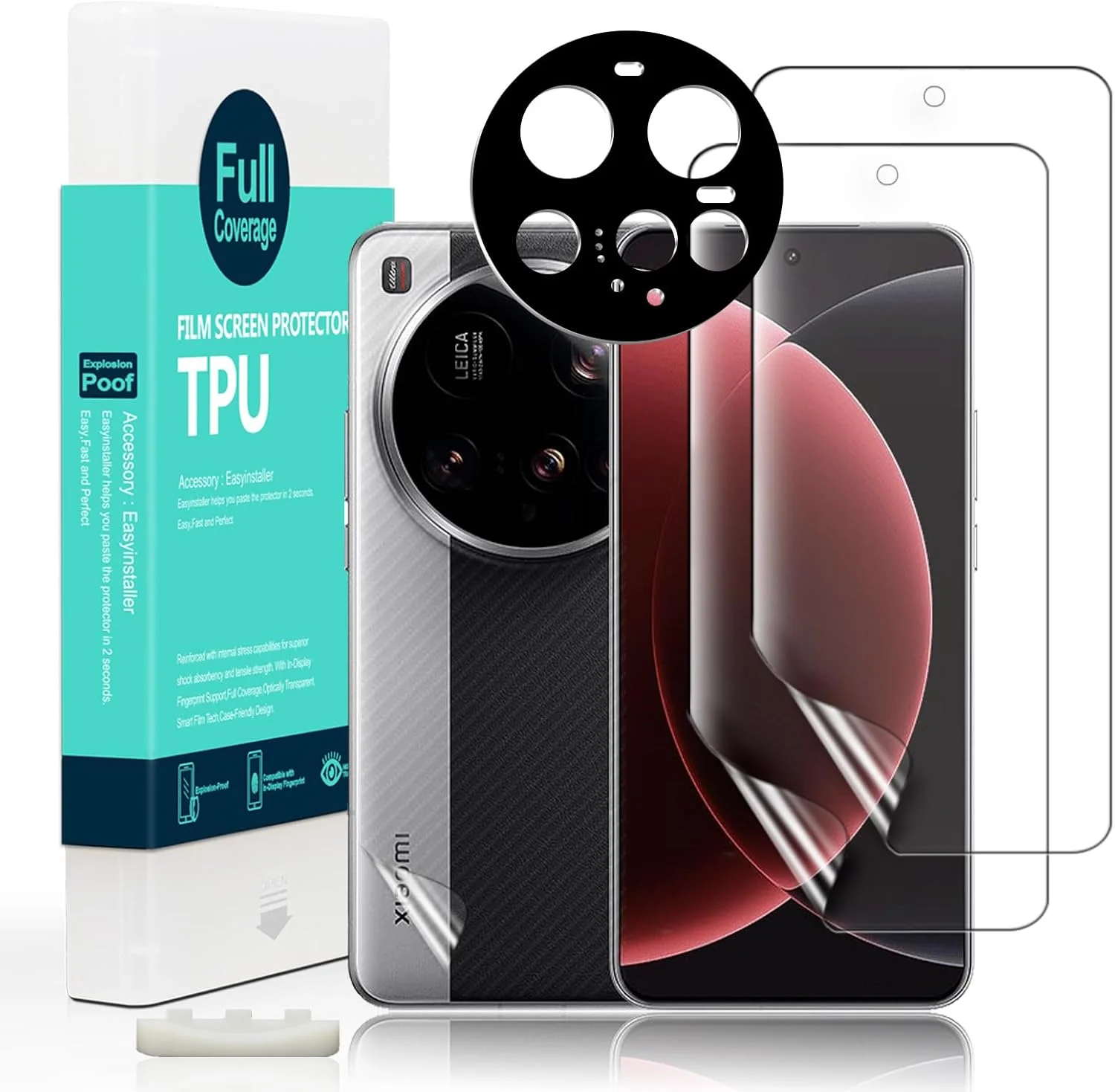 محافظ صفحه نمایش انعطاف پذیر TPU آی ب wind مناسب برای گوشی شیائومی 15 Ultra 5G سایز 6.73 اینچ، 2 عدد، به همراه 1 عدد محافظ لنز دوربین و 1 عدد محافظ پشت گوشی [نصب آسان، شفافیت HD، حسگر اثر انگشت، سازگار با قاب]