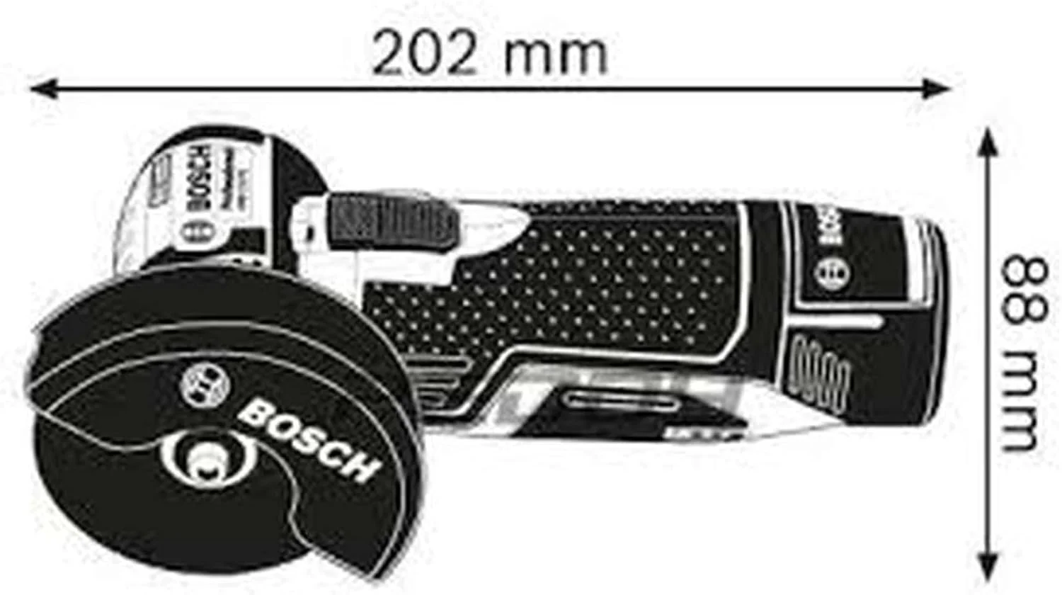 فرز سنگبری بوش Professional Bosch GWS 12V-76 Professional با سرعت 19500 دور در دقیقه، قطر صفحه 7.6 سانتی متر، وزن 700 گرم، رنگ مشکی، آبی، قرمز، میزان صدا 75 دسی بل