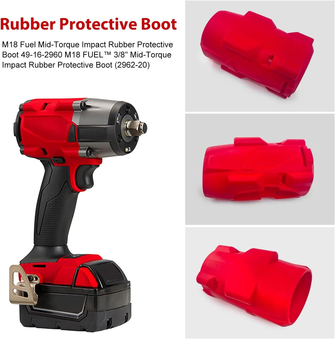 محافظ لاستیکی ابزار بادی دیواتر مدل 49-16-2960، مناسب برای آچار بادی M18 سوختی 3/8 اینچ میلواکی مدلهای 2960-20، 2962-20، 2962P-20 (قرمز) محافظ لاستیکی ابزار بادی دیواتر مدل 49-16-2960، مناسب برای آچار بادی M18 سوختی 3/8 اینچ میلواکی مدلهای 2960-20، 2962-20، 2962P-20 (قرمز)