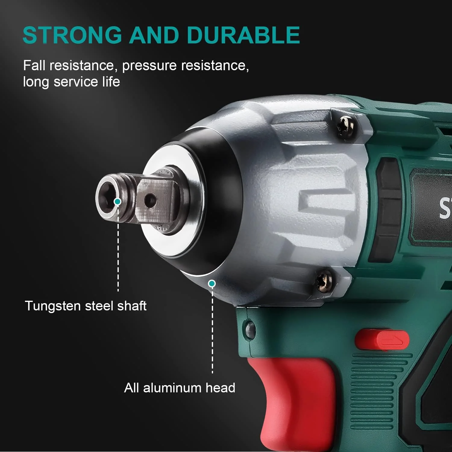 آچار بکس ضربه ای شارژی براشلس 320 نیوتن متری STANEW 20 ولت، آچار مهره برقی ضربه ای با دو عدد باتری 3.0 آمپر ساعت، گشتاور قابل تنظیم، جعبه با 49 قطعه لوازم جانبی