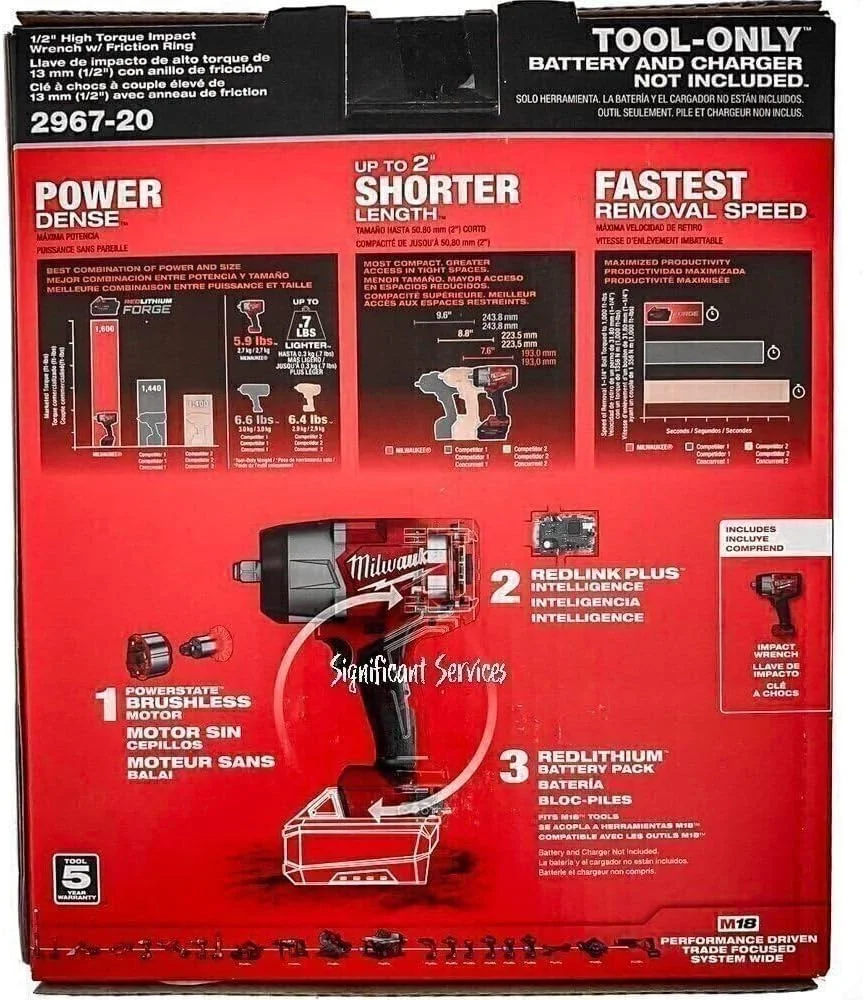 آچار بکس ضربه ای پر قدرت میلواکی مدل 2967-20 M18 Fuel 18V با درایو 1/2 اینچ