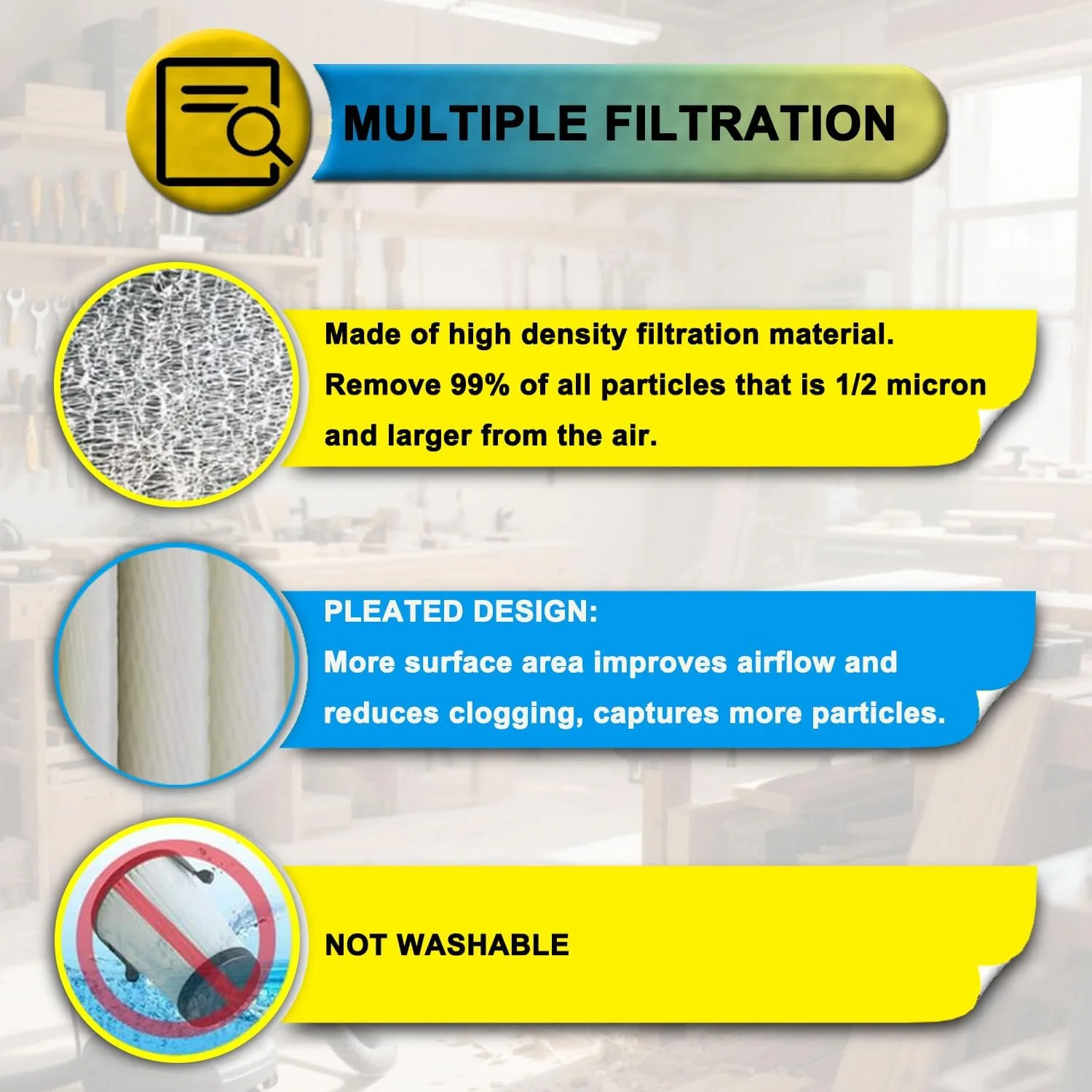 فیلترهای جاروبرقی SpaceTent، بسته 3 عددی، مدل های 49-90-1950 مناسب جاروبرقی شارژی خشک Milwaukee M12 0850-20.