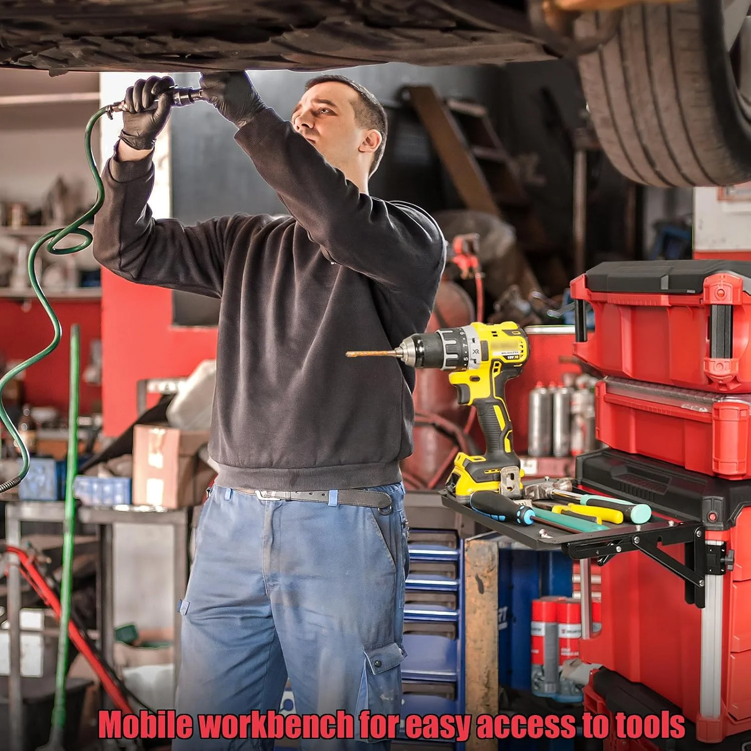 میز تاشو BPOPO سازگار با جعبه ابزار Milwaukee Packout، دارای سینی ابزار مغناطیسی قدرتمند در کنار سیستم PACKOUT شما