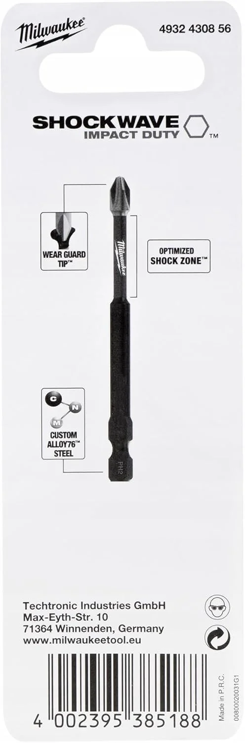 نوک پیچ گوشتی میلواکی مدل 4002395385188 Shockwave PH1 90 میلی متر