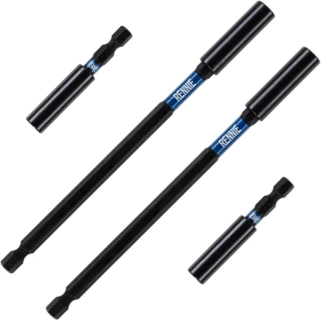 مجموعه 4 عددی نگهدارنده نوک پیچ گوشتی ضربه ای 60 میلی متری و 152 میلی متری Rennie Tool Company، مناسب برای Milwaukee Dewalt Bosch Milwaukee WERA و غیره. میله/نگهدارنده/آداپتور توسعه دهنده مته شش گوش ضربه ای