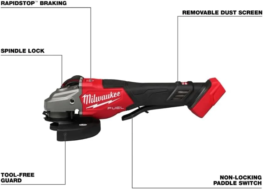 میلواکی - M18 FUEL فرز آهنگری شارژی 18 ولت لیتیوم-یون براشلس 4-1/2 اینچ / 6 اینچ با کلید پدالی (فقط ابزار) - 3670-20
