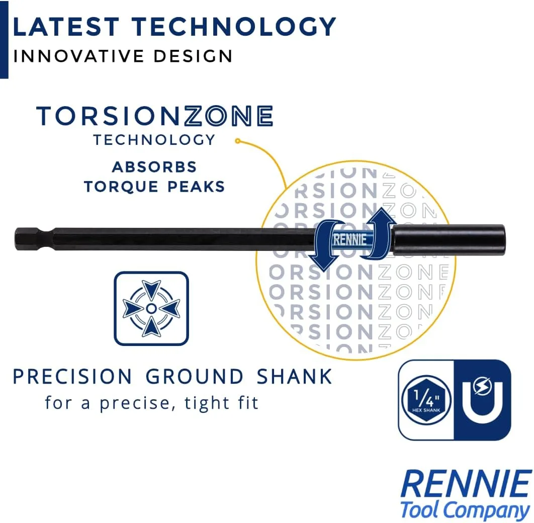 مجموعه 4 عددی نگهدارنده نوک پیچ گوشتی ضربه ای 60 میلی متری و 152 میلی متری Rennie Tool Company، مناسب برای Milwaukee Dewalt Bosch Milwaukee WERA و غیره. میله/نگهدارنده/آداپتور توسعه دهنده مته شش گوش ضربه ای