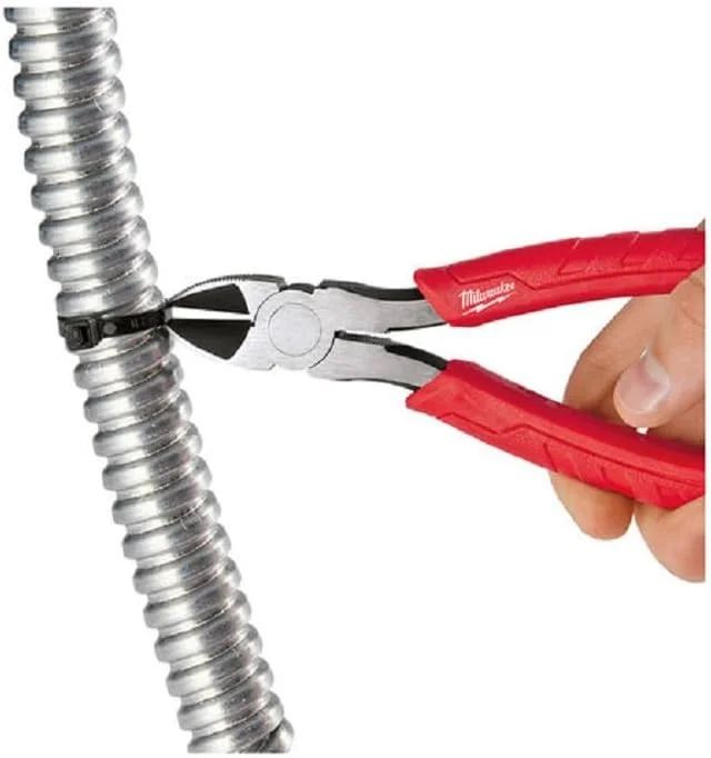 انبر سیم‌چین مورب میلواکی مدل 48 22 6106، 6 اینچ / 160 میلی‌متر، قرمز/مشکی/نقره‌ای، 6 اینچ