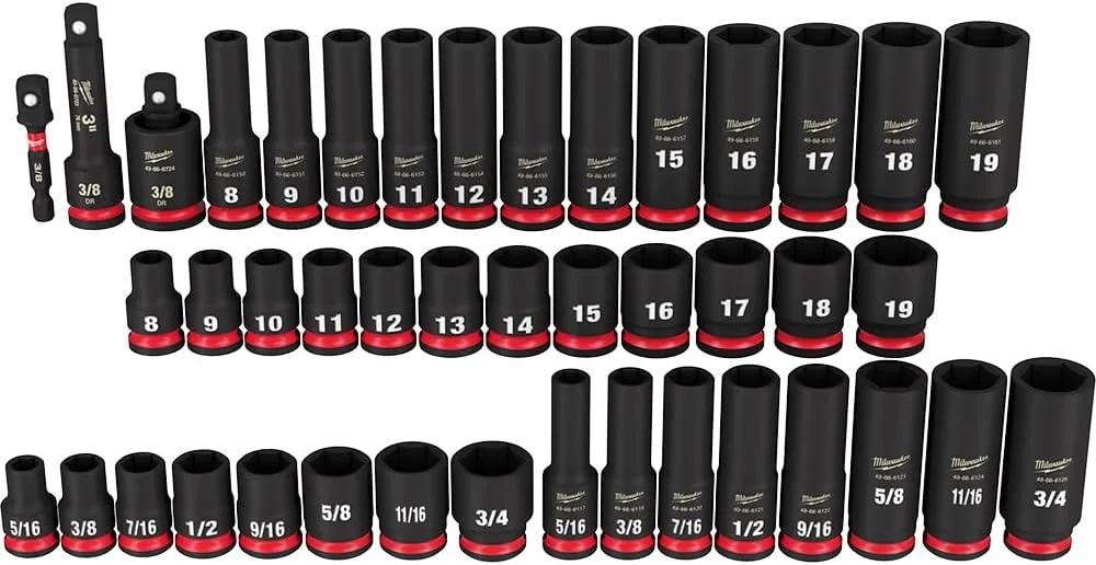 مجموعه آچار بکس ضربه ای 43 عددی شاک ویو میلواکی با درایو 3/8 اینچ SAE و متریک 6 پر مجموعه آچار بکس ضربه ای 43 عددی شاک ویو میلواکی با درایو 3/8 اینچ SAE و متریک 6 پر