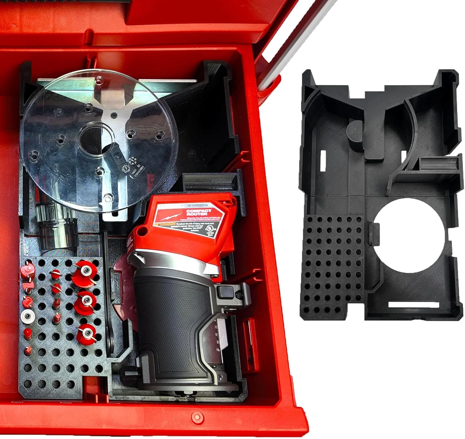 محفظه و سازمان دهنده روتر M18 برای جعبه ابزار 2 و 3 کشویی Milwaukee