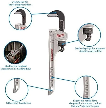 آچار لوله گیر آلومینیومی 14 اینچی میلواکی مدل 48 22 7214 رنگ قرمز/مشکی/نقره ای آچار لوله گیر آلومینیومی 14 اینچی میلواکی مدل 48 22 7214 رنگ قرمز/مشکی/نقره ای