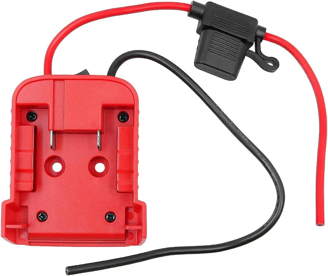 آداپتور باتری WANGCL، آداپتور چرخ های برقی برای باتری 18 ولت Milwaukee، اتصال دهنده برق داک با نگهدارنده فیوز سوئیچ برای اسباب بازی های ماشین RC رباتیک