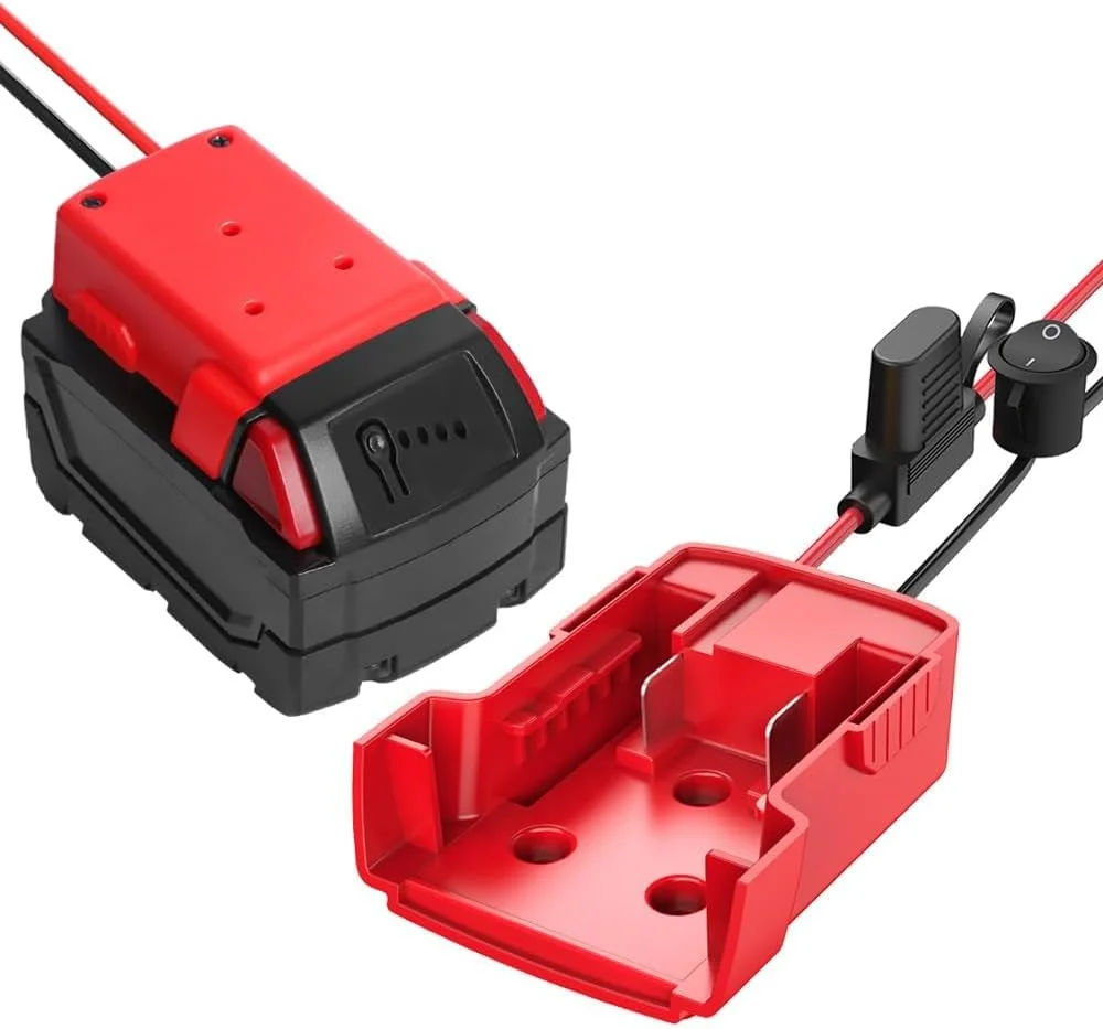 آداپتور باتری WANGCL، آداپتور چرخ های برقی برای باتری 18 ولت Milwaukee، اتصال دهنده برق داک با نگهدارنده فیوز سوئیچ برای اسباب بازی های ماشین RC رباتیک