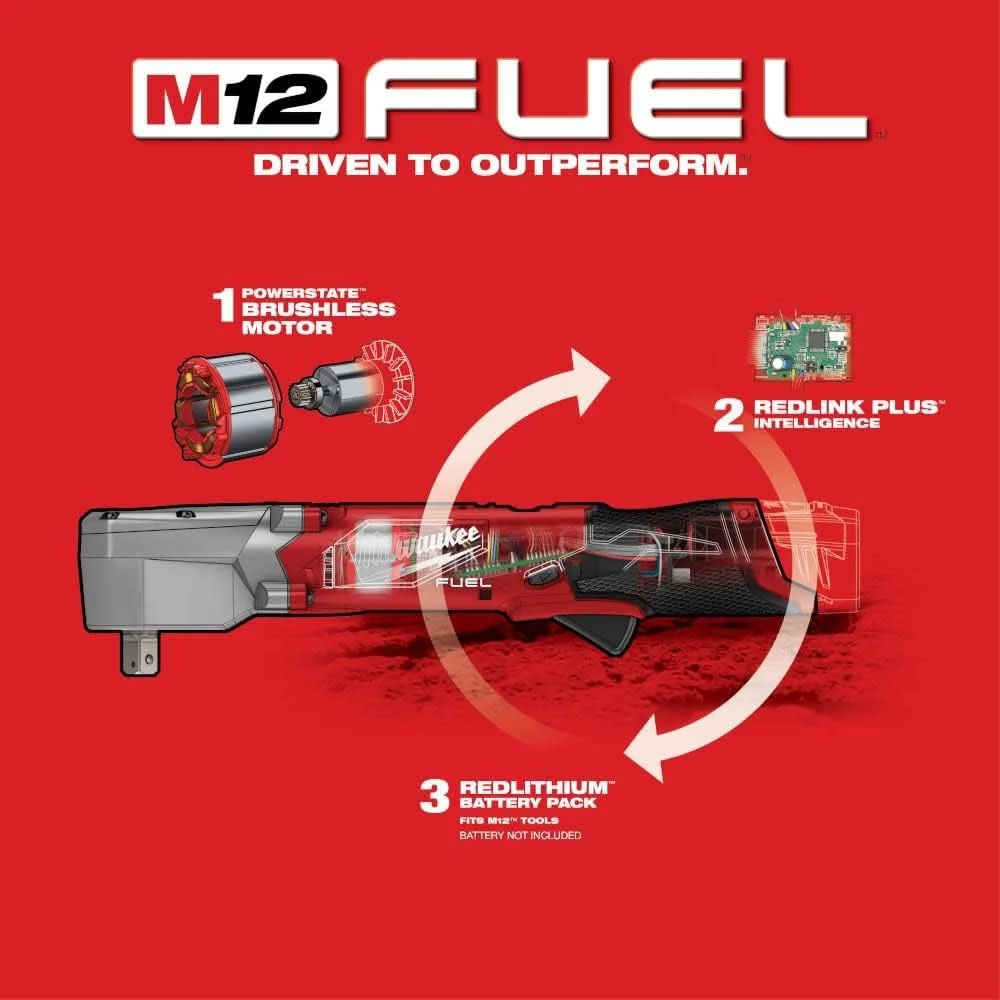 آچار بکس ضربه ای زاویه ای 1/2 اینچ Milwaukee 2565P-20 M12 FUEL - بدون باتری، بدون شارژر، فقط ابزار