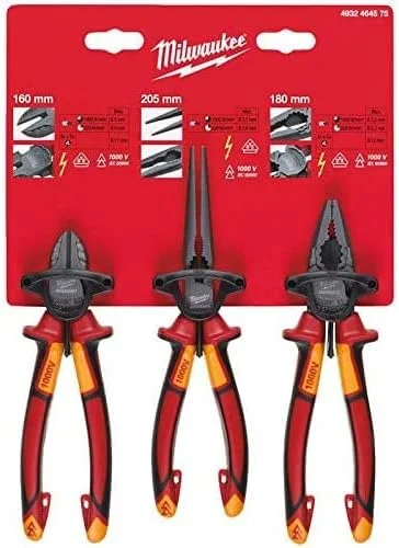 مجموعه انبرهای VDE میلواکی، 3 عددی، قرمز