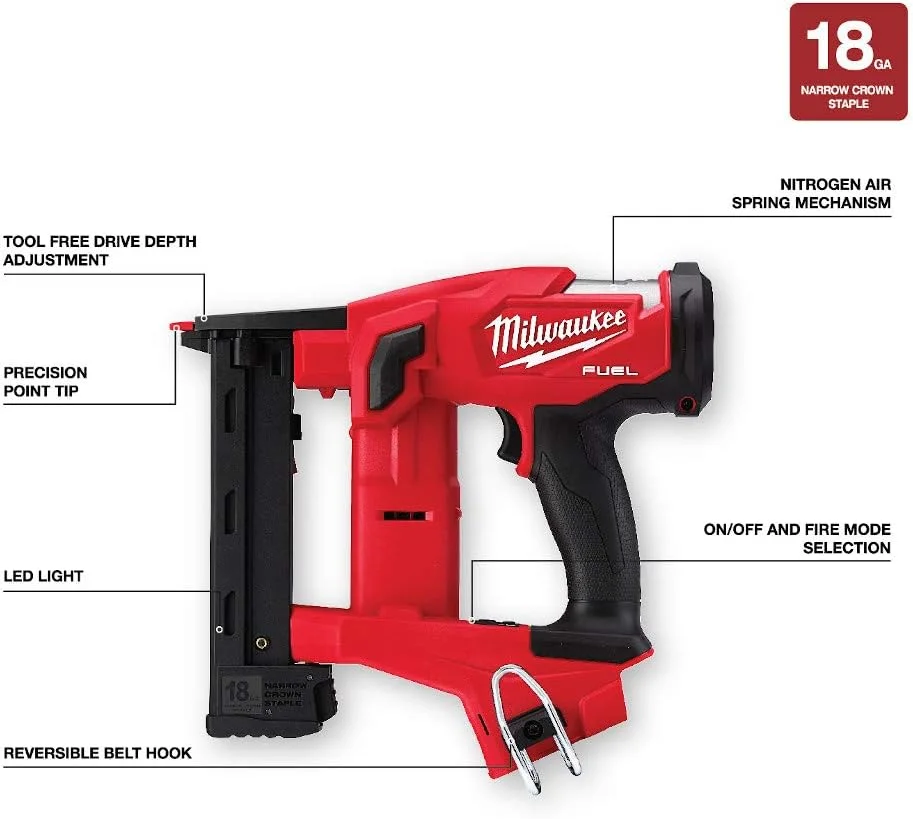 منگنه کوب باریک بادی شارژی 18 گیج 1/4 اینچ M18 FUEL میلواکی 2749-20 (فقط ابزار)