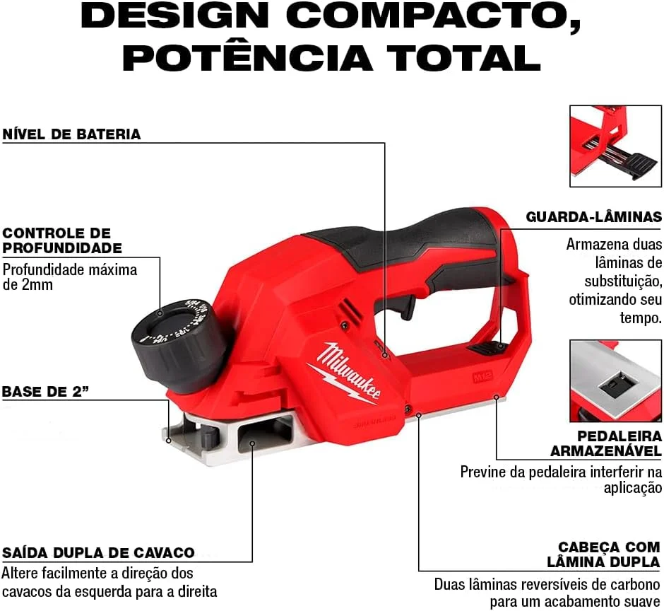 رنده برقی میلواکی - M12، 2 اینچی، براشلس