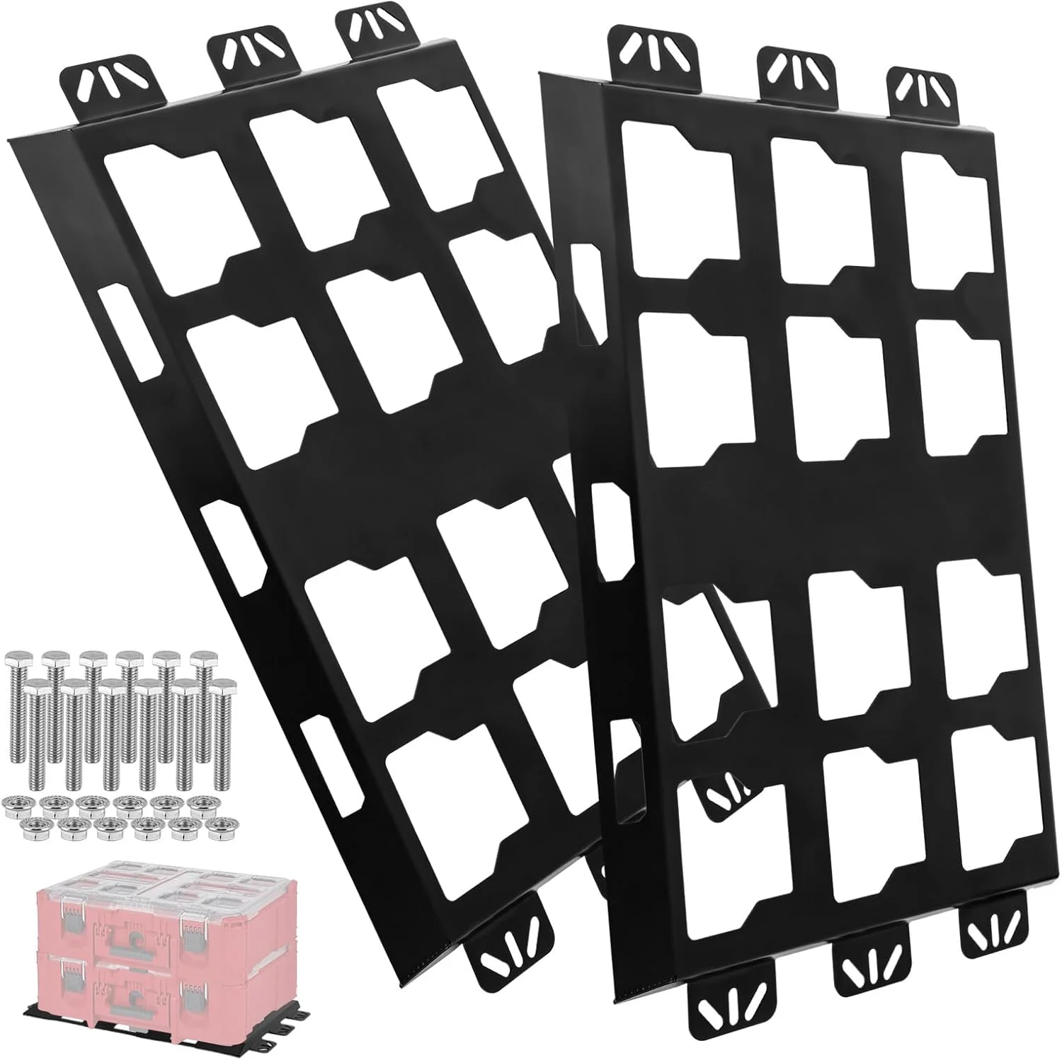 صفحه نصب BYERN AUTO سازگار با جعبه ابزار Milwaukee Packout، صفحه فلزی کامل با پوشش پودری، برای نگهداری ابزار، سیستم سازمان دهنده (2 عدد)