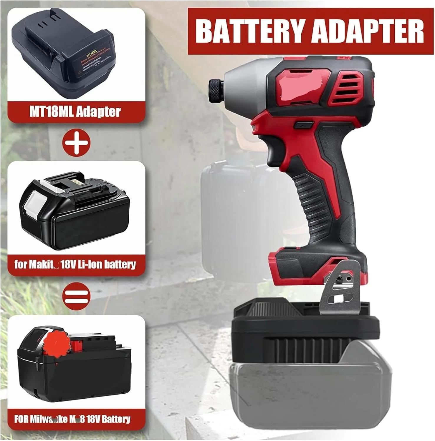 آداپتور باتری UNIKI برای باتری 18 ولت ماکیتا به ابزار میلواکی، مناسب برای باتری های لیتیومی 18 ولت ماکیتا، سازگار با ابزار بی سیم 18 ولت میلواکی M18 MAX