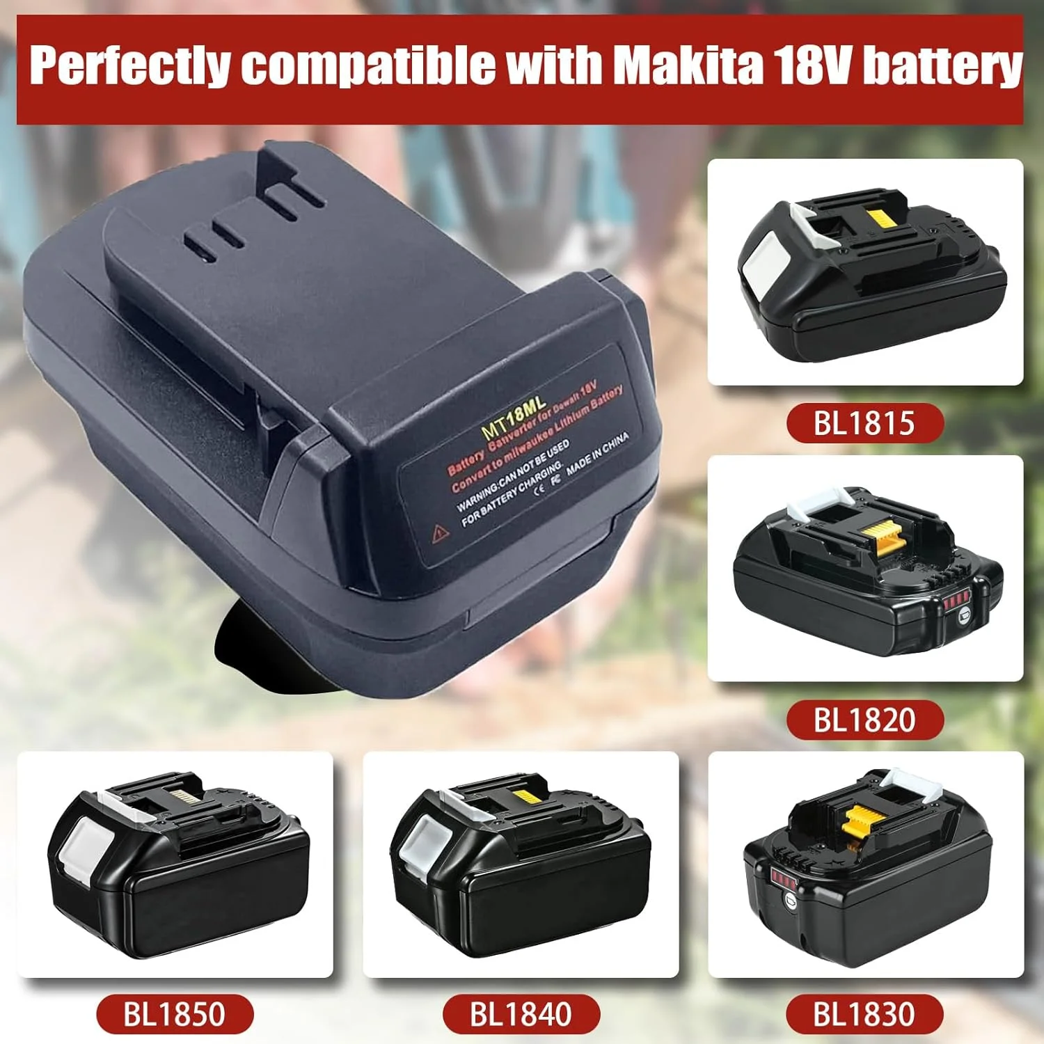 آداپتور باتری UNIKI برای باتری 18 ولت ماکیتا به ابزار میلواکی، مناسب برای باتری های لیتیومی 18 ولت ماکیتا، سازگار با ابزار بی سیم 18 ولت میلواکی M18 MAX